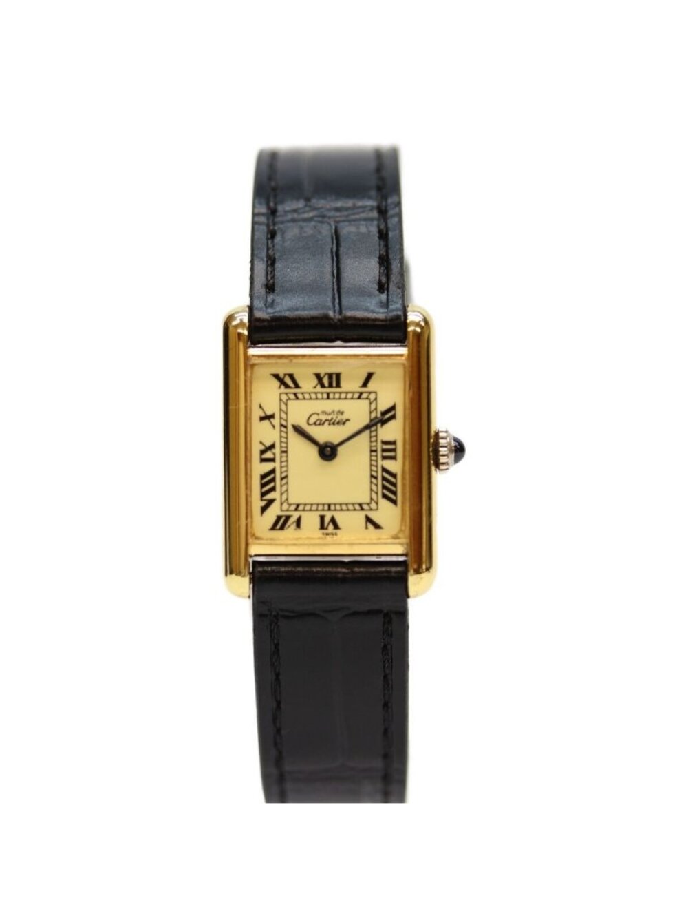 Cartier Watch Vintage Must Tank 76-81 Vermeil SM Roman Ivory Dial Manual